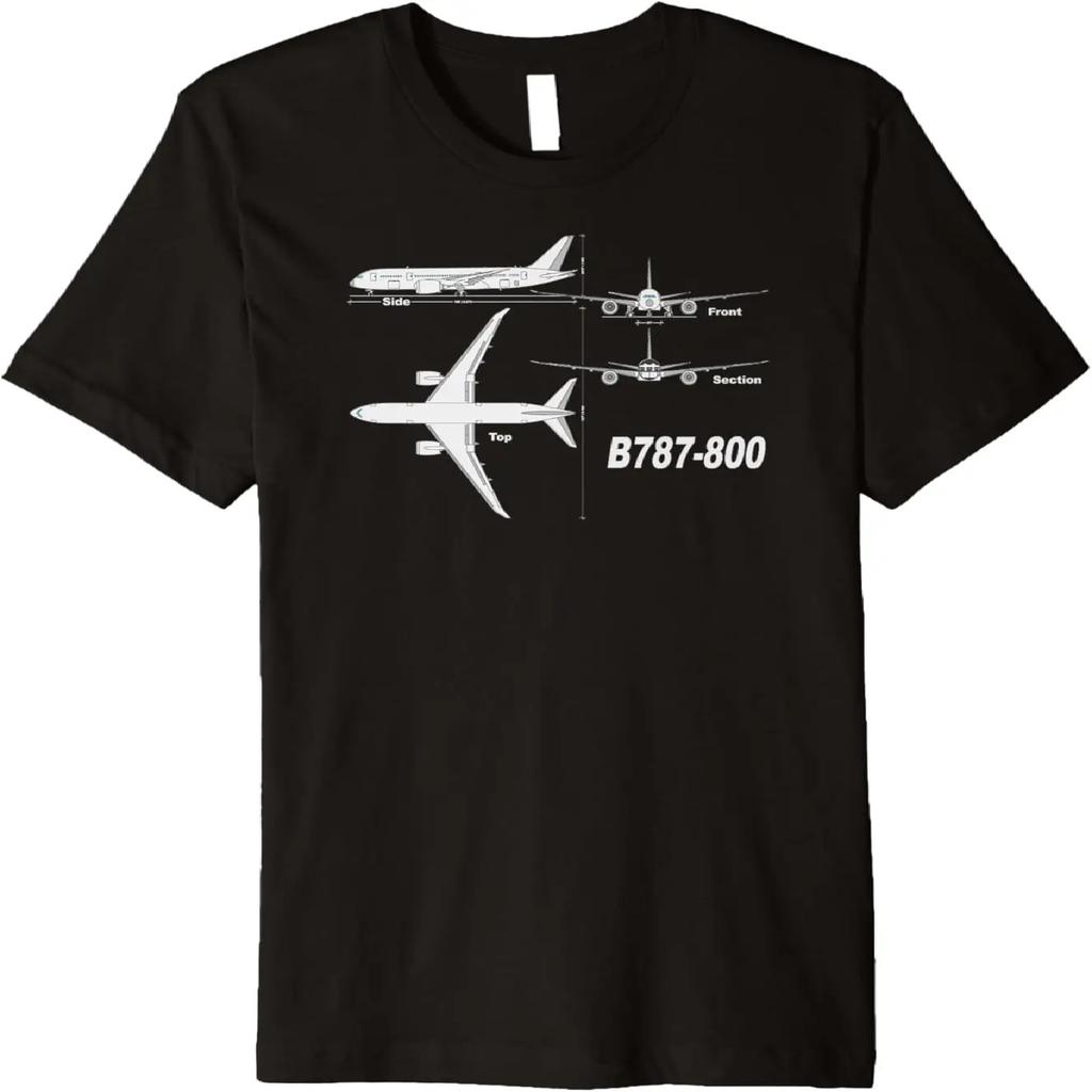 B787-800 Hand Drawn Aircraft Graphic Premium T-Shirt