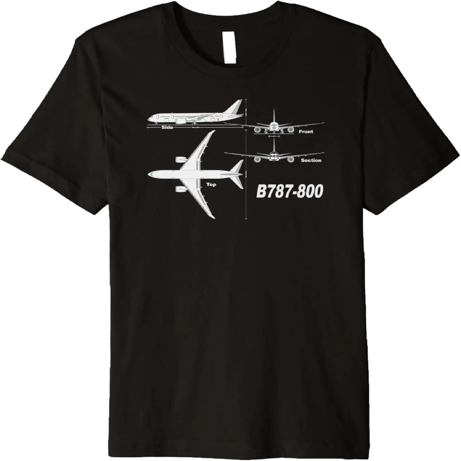 

B787-800 Ручная Рисовка Графика Самолета Премиум Футболка S чёрный
