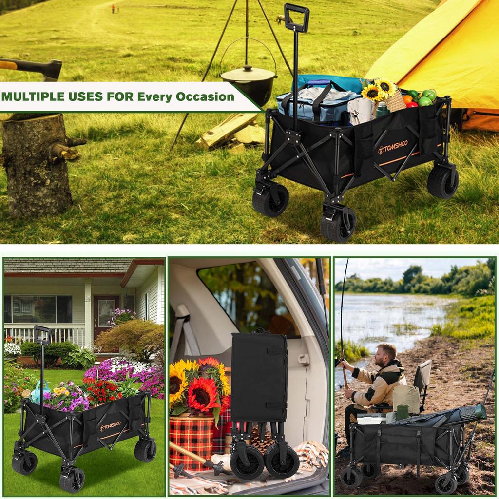 TOMSHOO Sulankstomas sulankstomas universalų vežimėlis / nešiojamas didelės talpos kempingas / sulankstomas visur
