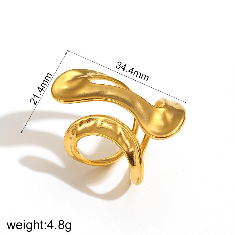2025 New 18K Gold Plated Stainless Steel Metal Rings for Women Irregular Trendy Designer Aesthetic Jewelry Waterproof Men's Ring