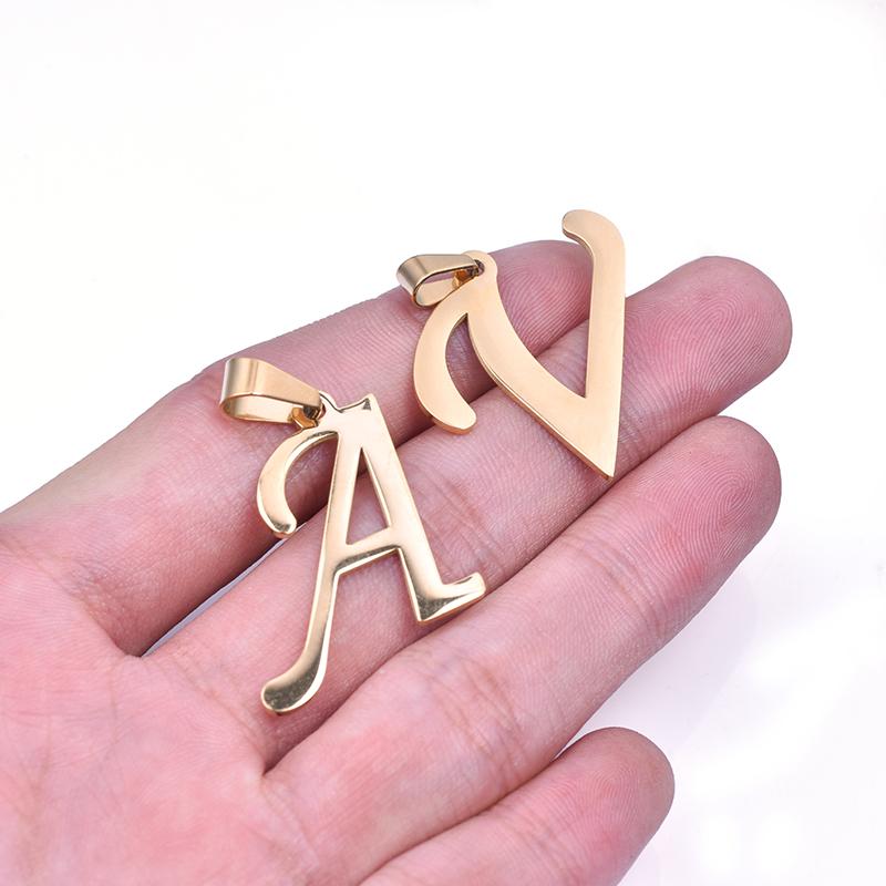 Wholesale 26pcs Big Letters Charm Pendant DIY Necklace Accessories A-Z Alphabet Pendants Stainless Steel Jewelry Making Supplies