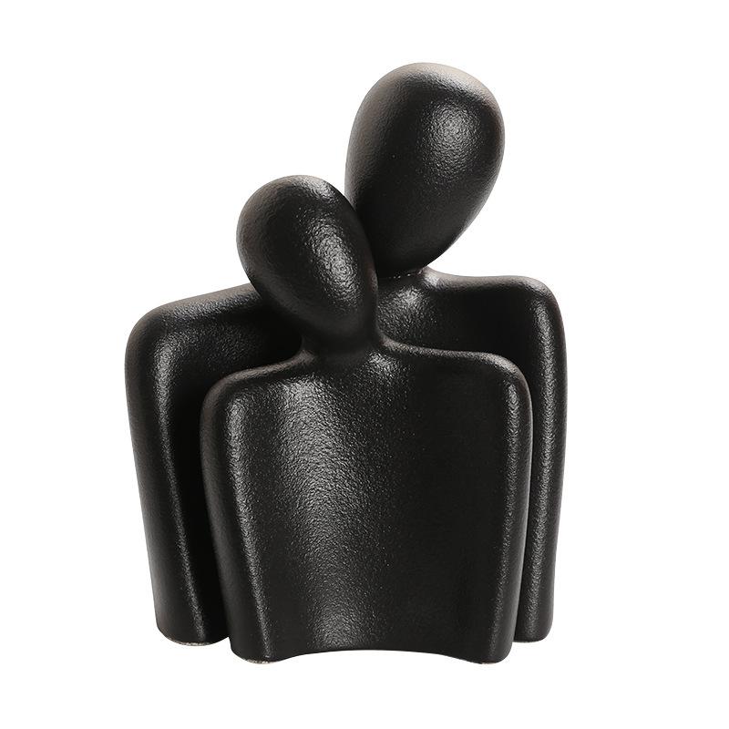 Ceramic Abstract Simple Character Decoration Creative Hugging Couple Figurine Modern Home Desktop Living Room Bookshelf Ornament