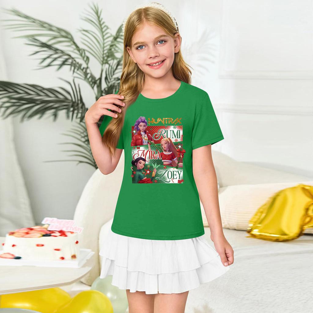 Fashionable Round Neck Short Sleeve Work Clothes Printed Tops For KID Summer Tops