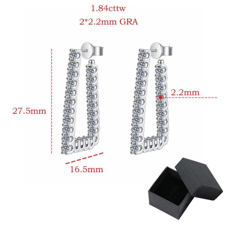 D Color 2.2mm 1.84cttw Full Moissanite Stud Earrings for Women Sparkling Lad Diamond Party Jewelry Sterling Silver 925 Ears Stud