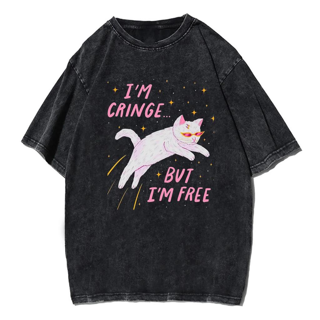 Cute Cat Time To Find Hyperfixations Tshirt Men Women Unisex Vintage Washed T-Shirt Streetwear Retro Cotton T Shirts