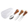 Stainless Steel Cheese Knives Cheese Fork Set Wooden Handle Butter Spatula Knife Cheese Spreader Jam Spreader Baking Tools