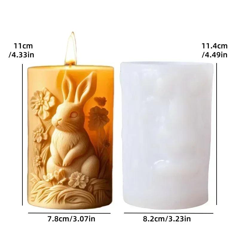 Diy Sika deer flower relief cylindrical candle silicone mold  spring and summer Sika deer stone relief cylindrical resin mold