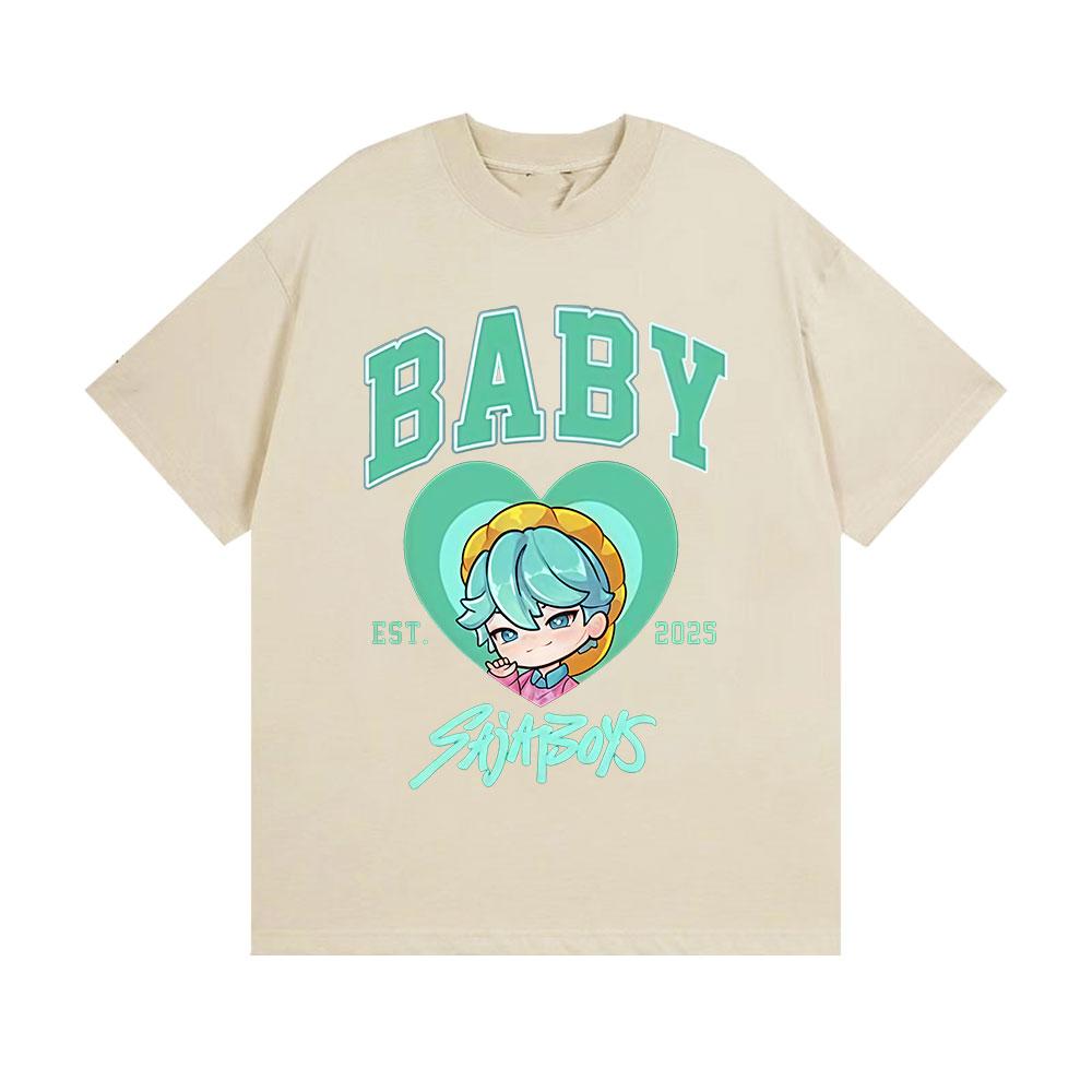 2025 Summer Baby Saja Boys K-pop Demon Hunters Graphic Men Fashion Cozy 100% Pure Cotton Printed T-shirt  Harajuku Tops