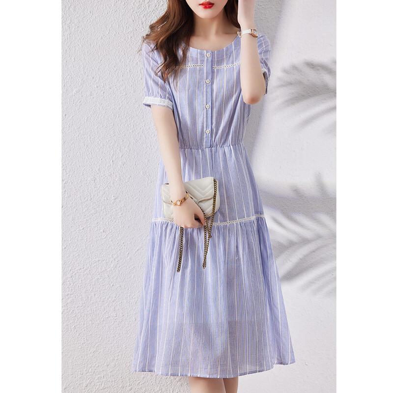 

Firstview Women s Casual A-Line Short Sleeve Midi Dress S