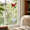 Natural Wildness Window Hangings Faux Crystal Red Bird Suncatcher with Chain, Hanging Ornament Reflective Light Catchers for Porch Prism Heart