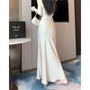 Acetate Satin Long Skirt, High-end Drape Skirt, High-waisted Hip-covering Skirt, Women's Hip Fishtail Long Skirt