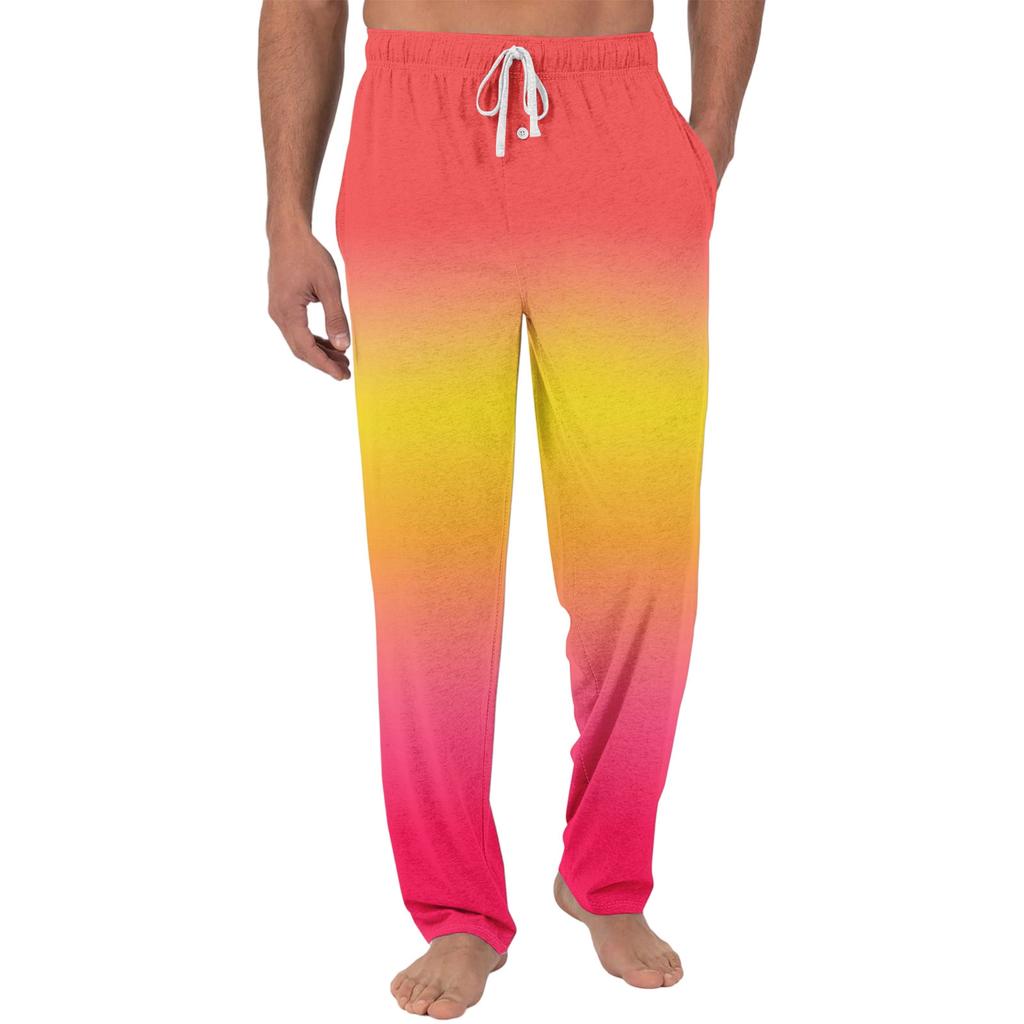 Herren Freizeit-Pyjamahose mit Taschen | Krawatte, Farbverlauf bedruckt, Leinwandbindung, lockere Passform elastischer Bund für Zuhause