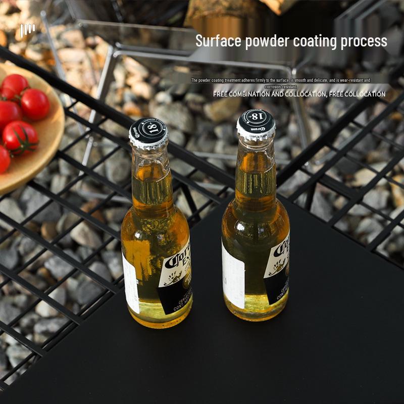 Portable Outdoor Folding Mesh Bamboo Table with Multi-Functional Draining Rack