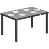 Garden Table for 4 To 6 People, Outdoor Dining Table with Slatted Top, 140 X 90 X 74 Cm, Grey