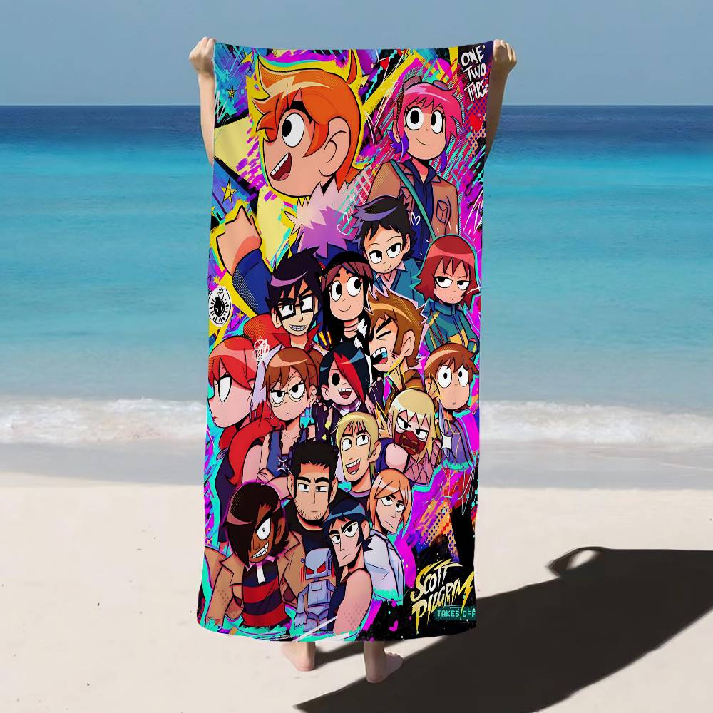 S-Scott Pilgrim vs the World Beach Towel Bath Towels for Girl Microfiber Quick Dry Custom Sand Free Beach Yoga Spa Gym Pool