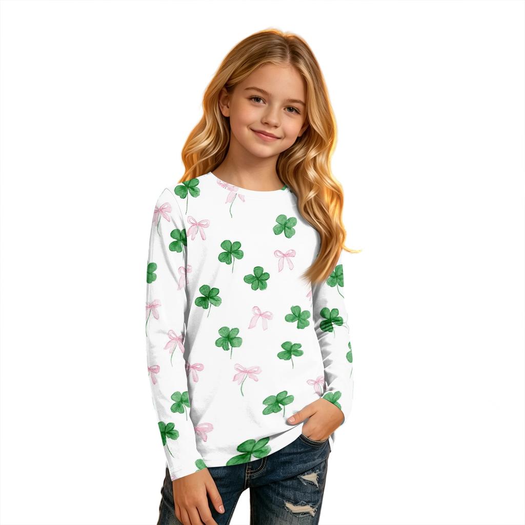 Kids' Fashion Printed Long Sleeve Round Neck T-Shirt