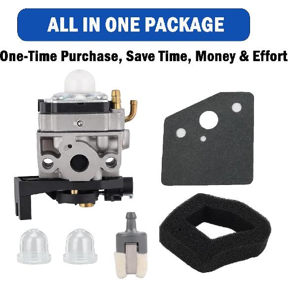 Carburetor Tune Up Kit Compatible with Mantis 7940 7268 7264 Mini Tiller, Fits 25cc Engine with Gasket Fuel Line Filter Kit