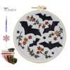 Halloween Embroidery Kit DIY Cross Stitch Kit with Embroidery Hoop Hand Embroidery Starter Handmade Gnome Crafts for Beginners Adults