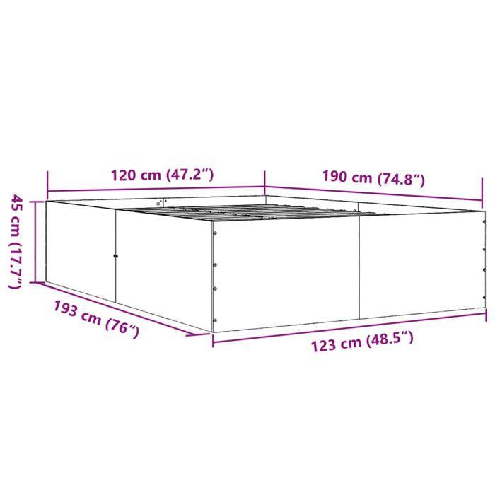 VidaXL Cadre de lit sonoma gris 120x190 cm bois d'ingénierie, meuble de chambre à coucher, sommier, lit à panneaux, lit, lit 3280956