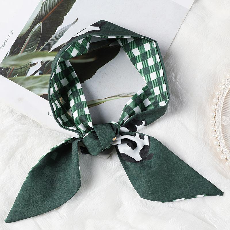 Elegant Plaid Headbands Silk Scarf Hair Rope With Beautiful Houndstooth Design For Women