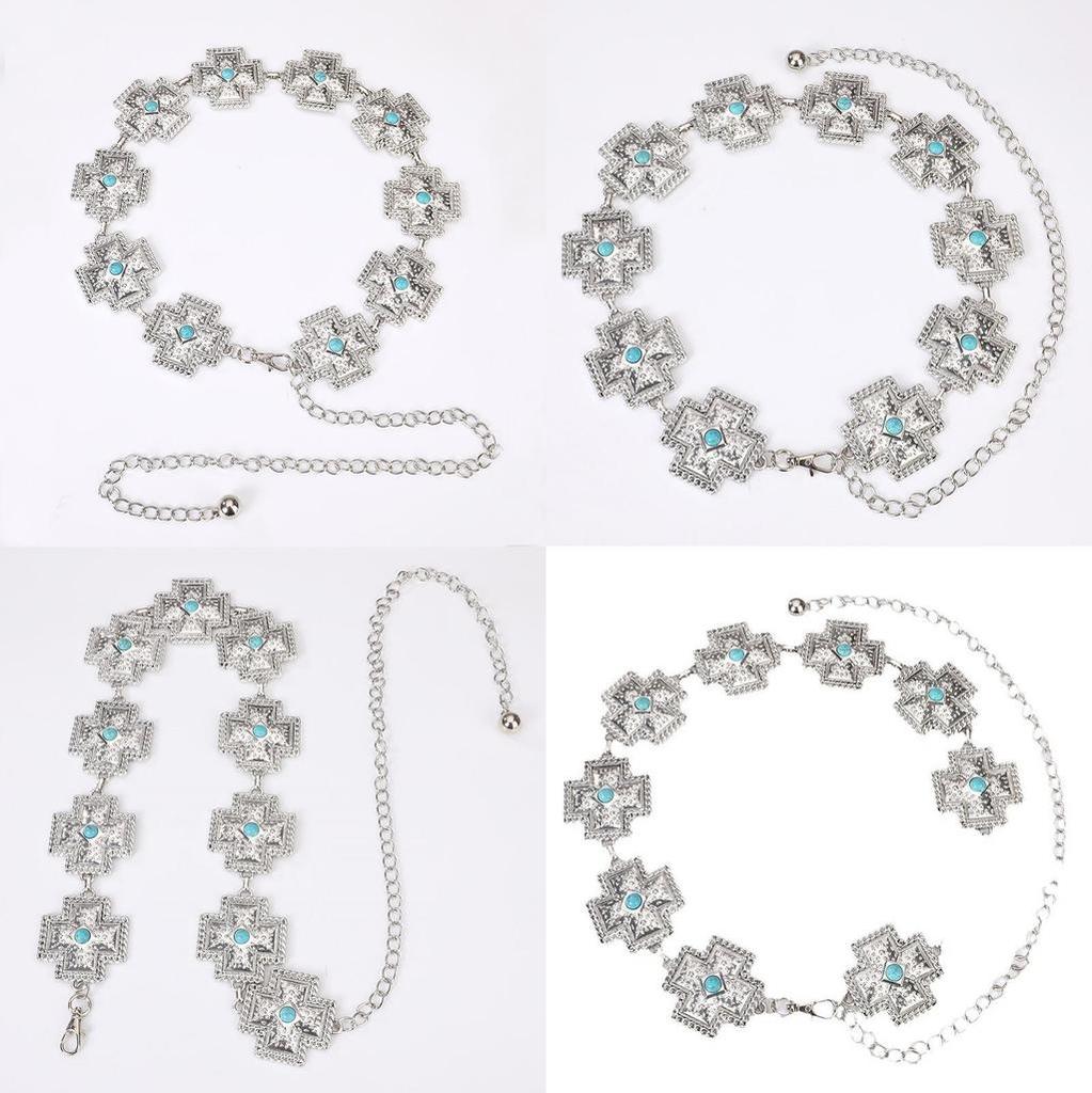 Bohemian Waist Chain For Women With Turquoise And Metal Accents For Festivals And Casual Wear
