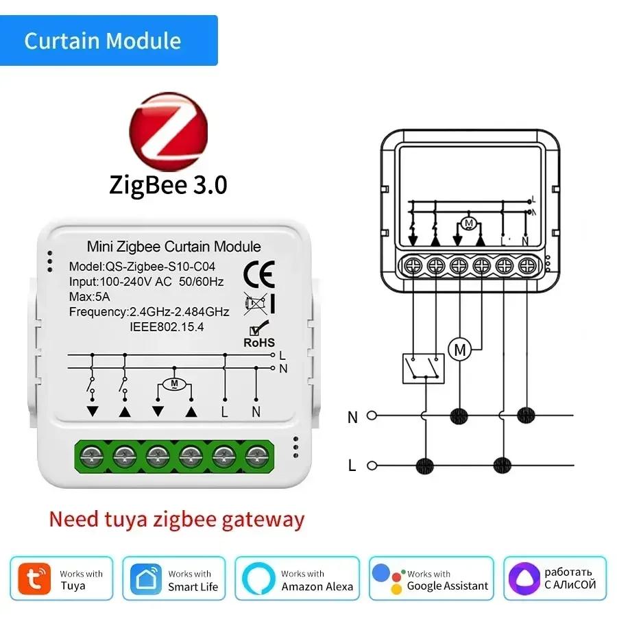 Tuya WiFi ZigBee Smart Curtain Module Blinds Roller Shutter Electric Motor Smart Curtain Switch Works with Alexa Google Home