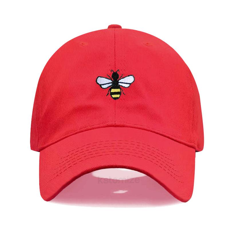Washed Cotton Honeybee Embroidery Baseball Caps For Men Women Dad Hat Adjustable Snapback Cap Dropshipping