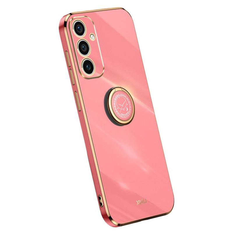 XINLI Pour Samsung Galaxy A55 5G Coque de Téléphone Portable Bord Doré Électroplaqué Coque avec Béquille