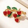 Oil Dripping Fruit Brooch Alloy Cherry Strawberry Banana Pomegranate Lapel Pin Sweater Cardigan Coat Business Suit Women Clothing Accessories