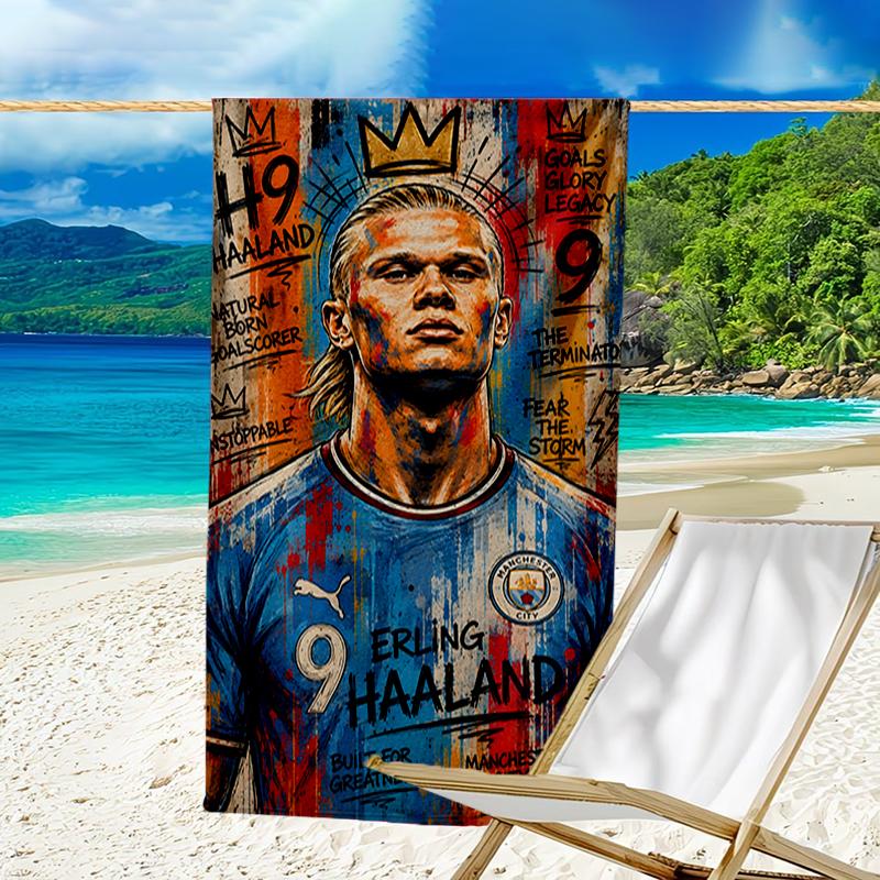 Erling Haa-land's Electric Moment Beach Towel - Soft, Absorbent Microfiber, Lightweight, Ideal for The Beach, Parties, Travel, Camping fan gifts