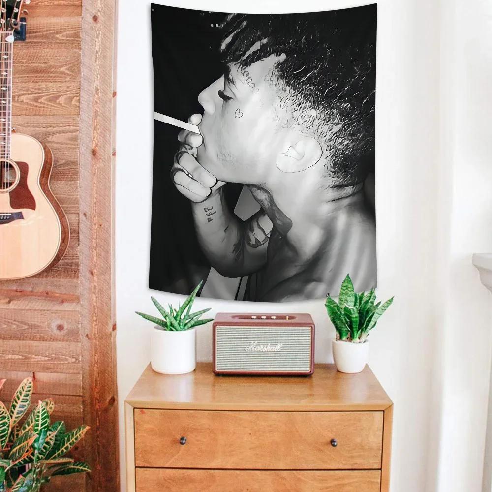 Hip Hop ZXXXTentacion Anime Tapestry Hippie Flower Wall Carpets Dorm Decor Cheap Hippie Wall Hanging