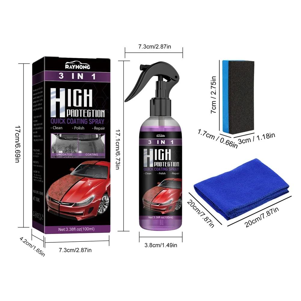 3 in 1 Auto Keramikversiegelungsspray Auto Nano Keramikbeschichtung Polierspray Wachs Autolack Kratzer Reparatur Entferner 30ml/100ml