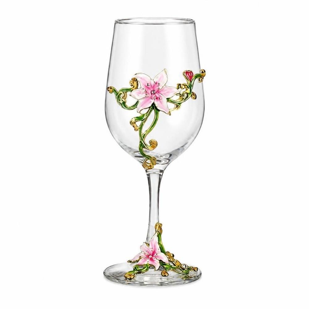 Enamel Clear Stemmed Cup Transparent Glass Goblet Drinkware Tall Glass Christmas