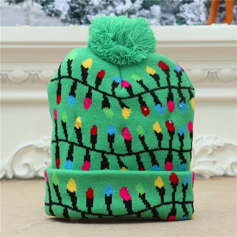 LED Light-Up Dinosaur Christmas Hat - Colorful, Luminous Knitted Hat for Adults & Kids