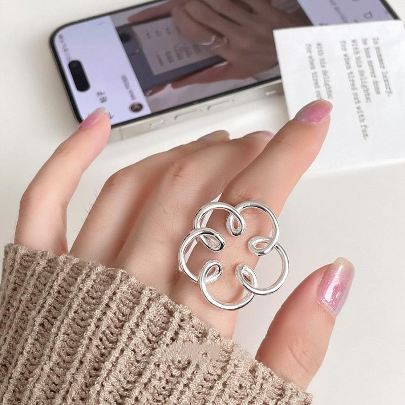 925 Silver Open Finger Ring Punk Heart Irregular Geometric Stackable For Women Girl Jewelry Gift Dropship