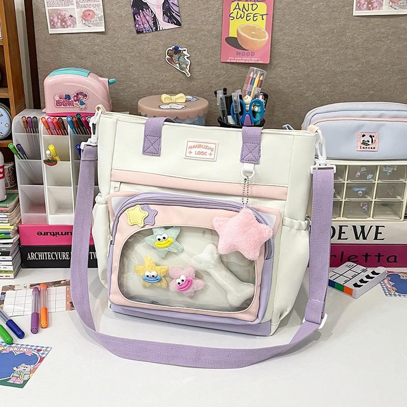 College style messenger bag women's new Korean version large-capacity transparent pain bag ins Japanese versatile student shoulder bag tide
