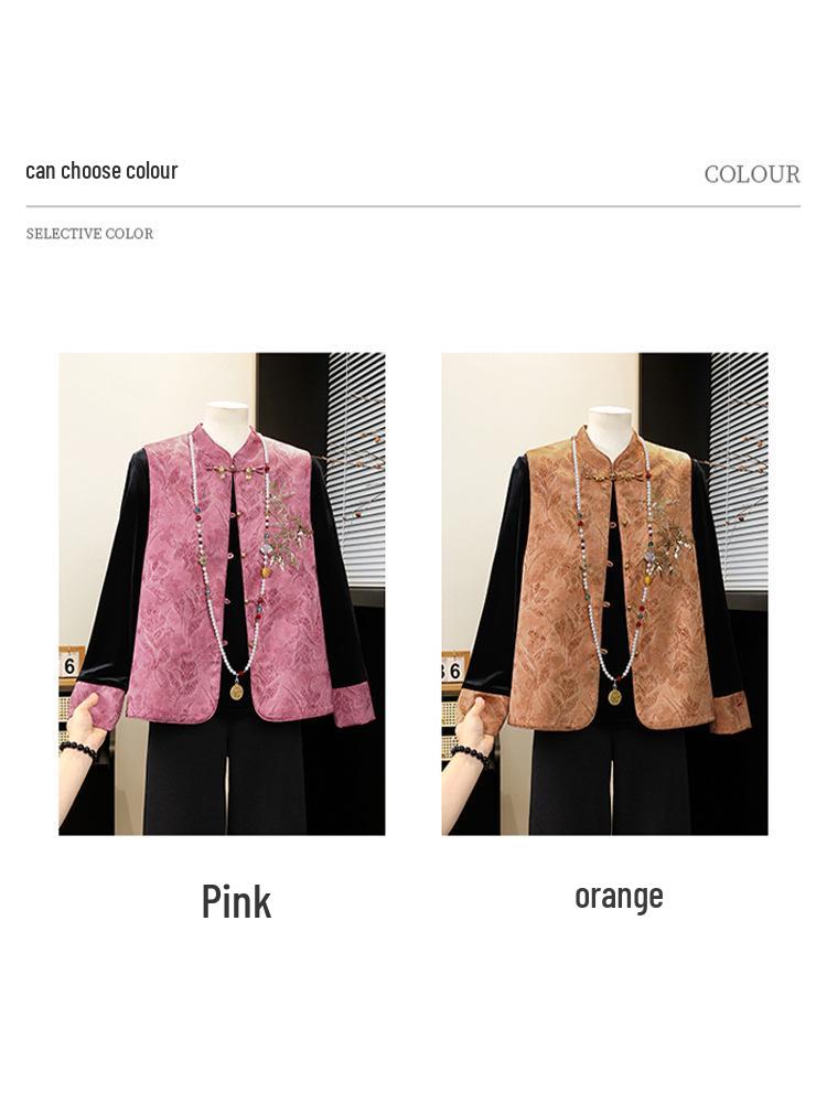 Chinese Style Vest and Top Set for Stylish Mature Women
