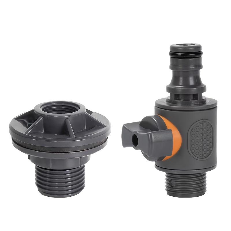 2 Pezzi Adattatore per Barile d'Acqua in PVC/IBC, Adattatore per Serbatoio d'Acqua con Valvola, Kit Connettore per Raccolta Acqua Piovana a Installazione Rapida, Connettore Filettato Esterno