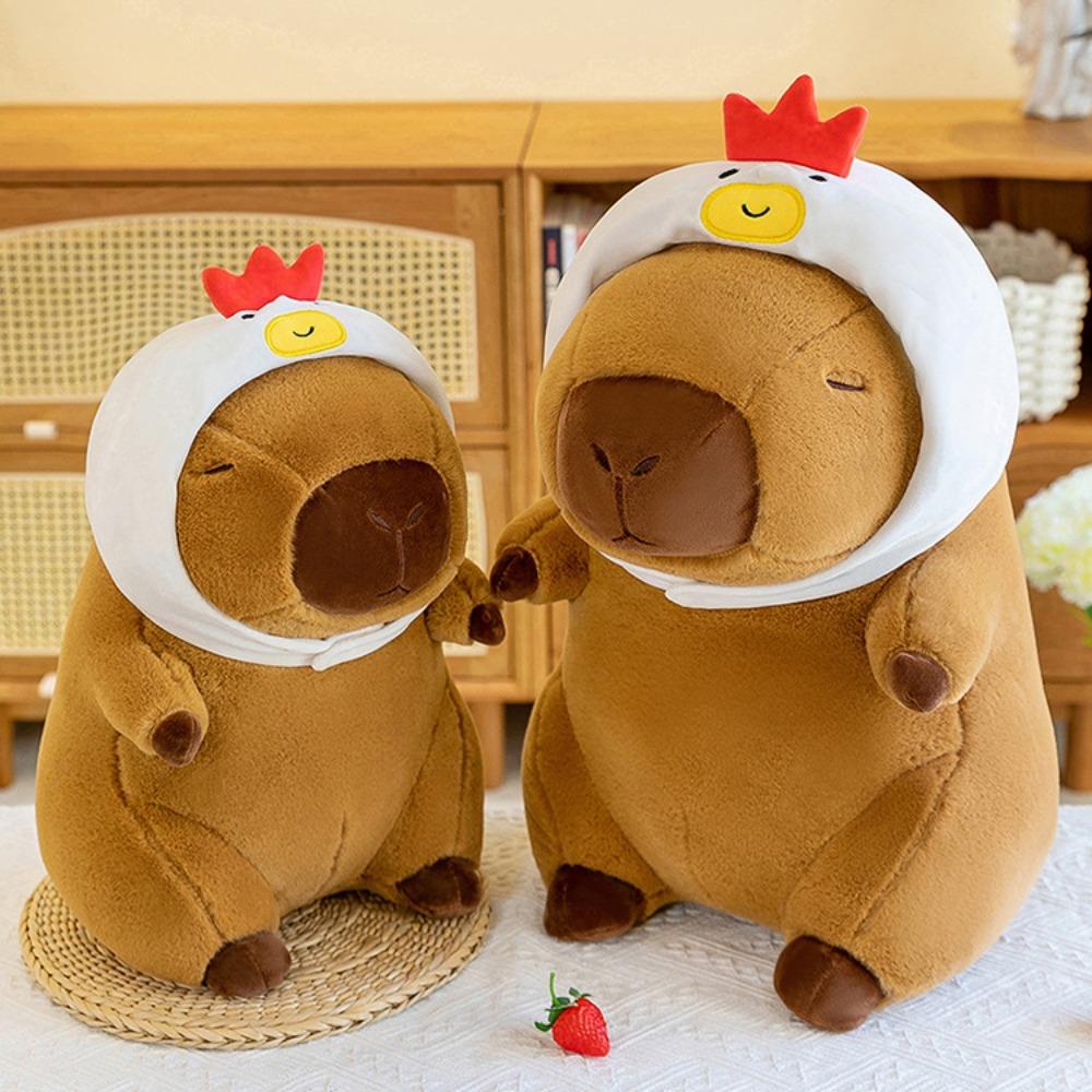 Cos Chick Capybara Plush Doll Red Cotton Coat Capybara Fluffty Doll Capybara Plush Toy  Kid Toy