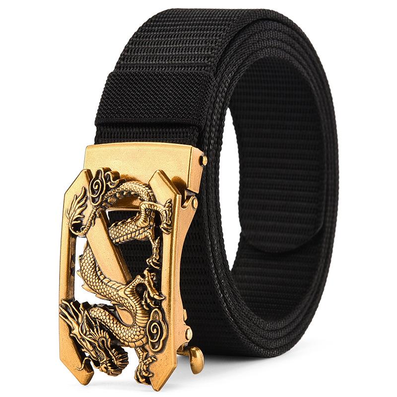 Men's Nylon Canvas Belt with Toothless Automatic Buckle - Retro Style, Plus Size.