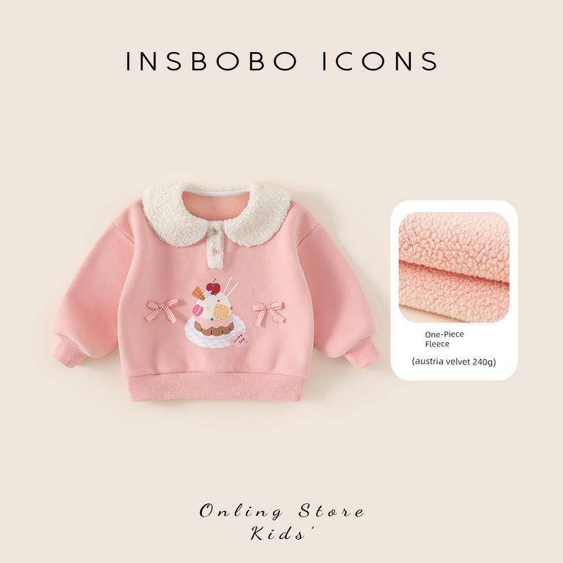 Insbobo Girls  Sweatshirt Autumn and Winter Baby Warm Clothes 2025 Winter New Children s Thickened Top Children s Clothing Pink 100