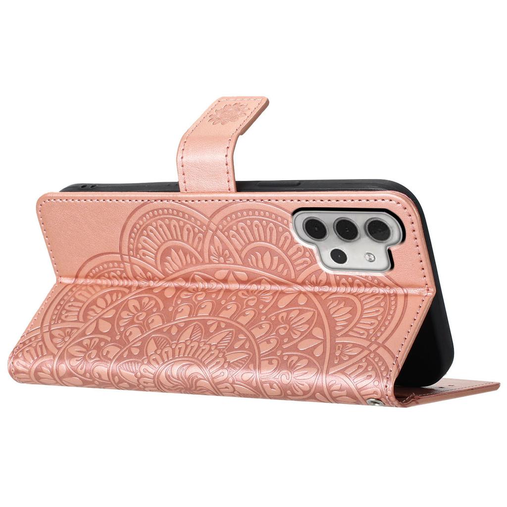 For Samsung Galaxy A13 4G Phone Case PU Leather Folio Flip Wallet Cover with Strap