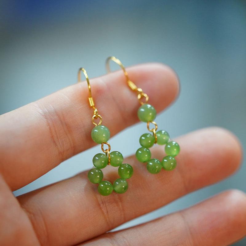 Elegant Gold-Plated Jade Earrings for Women - 925 Sterling Silver, Light Luxury, Perfect Gift