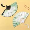 Hanfu Fan for Boys, Chinese Style 8inch Plastic Fan with Tassel Pendant, Trendy Folding Fan for Children, Silk Cloth, Ancient Style, Tear-Resistant