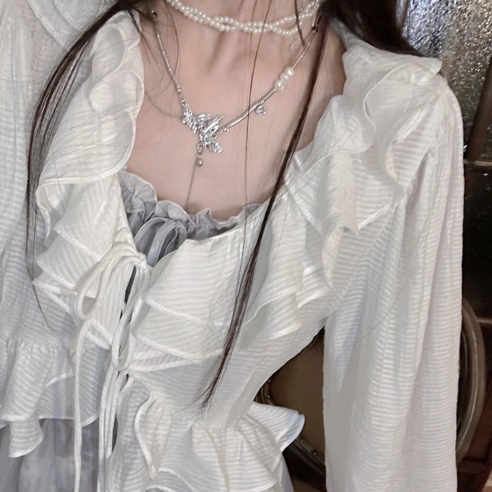 French Tie-Dye Camisole Dress & Strappy Sun Protection Jacket: Cool, Ethereal & Versatile. XS (75-85 jin)
