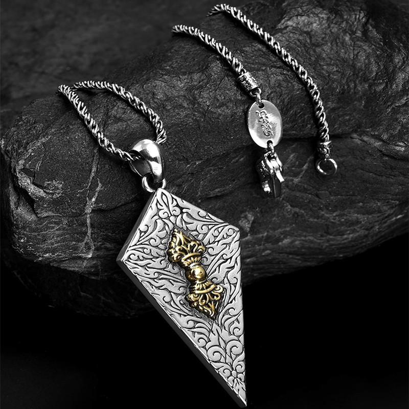 

Мужское ретро ожерелье-подвеска Ваджра из серебра S925 - Изысканный дизайн из стерлингового серебра 925 Silver