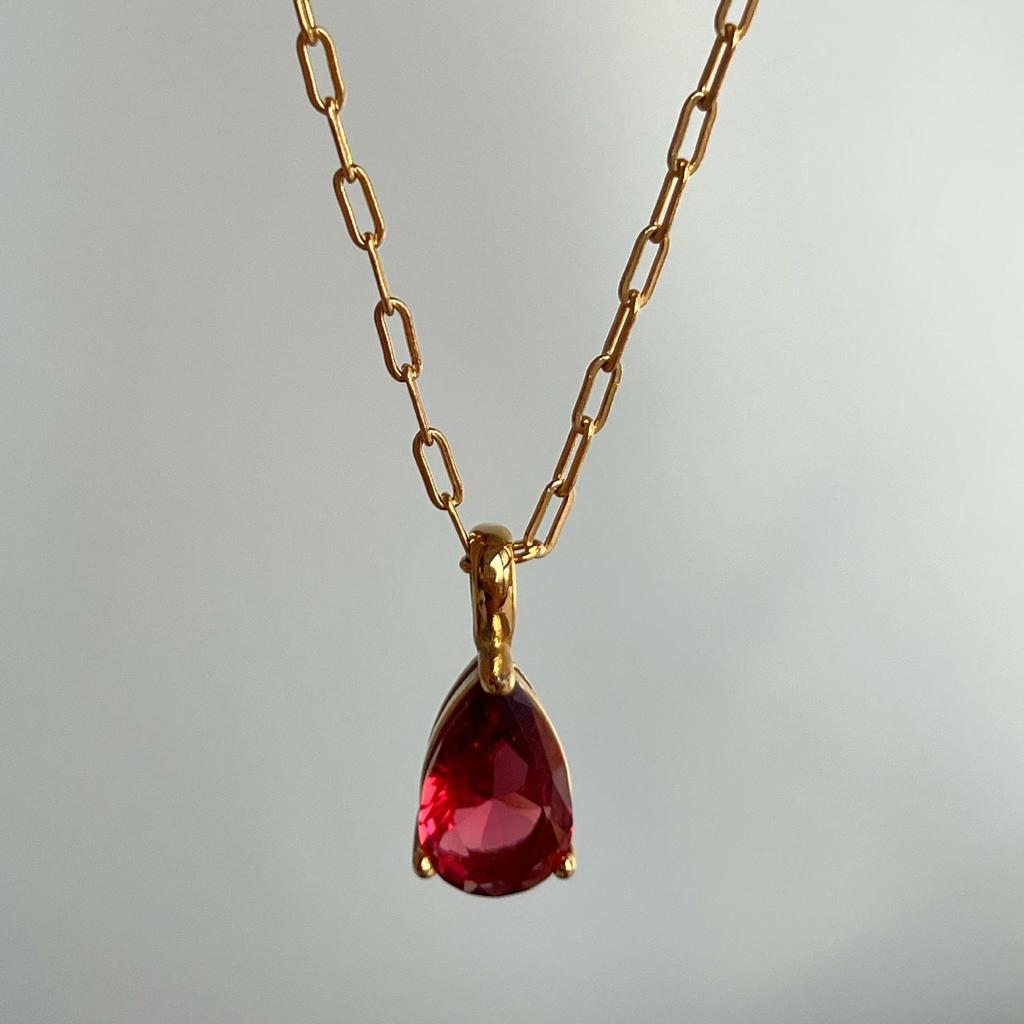 18k Gold-Plated Retro Zircon Birthstone Necklace