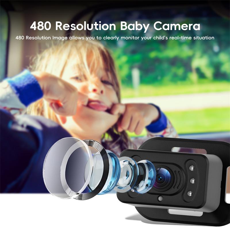 Car Rear Baby Monitor 4.3'' Car Monitor With Camera Night Vision Wide-Angle Real-Time Baby Monitoring Stable Mounting