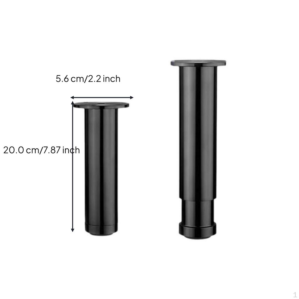 Adjustable Support Legs, Aluminum Alloy Furniture Sofa Bed Cabinet Table Black 8cm