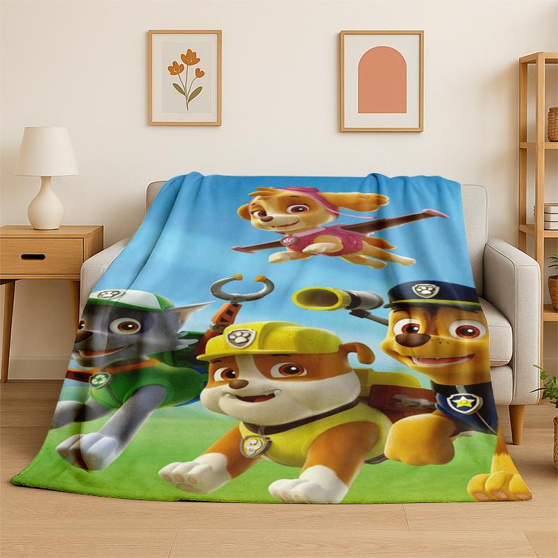 Cartoon P-Patrol Cute Dog Flannel Blanket Soft Warm Throw Blanket for Bedroom Living Room Bed Travel Camping Picnic Gift kids